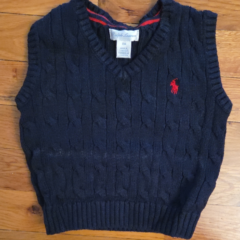 Ralph Lauren Dark Blue Knit Vest with Red Logo